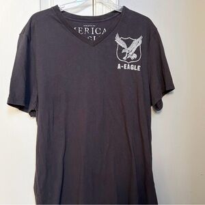 American Eagle Outfitters Men’s Charcoal V-Neck T-Shirt – Size L